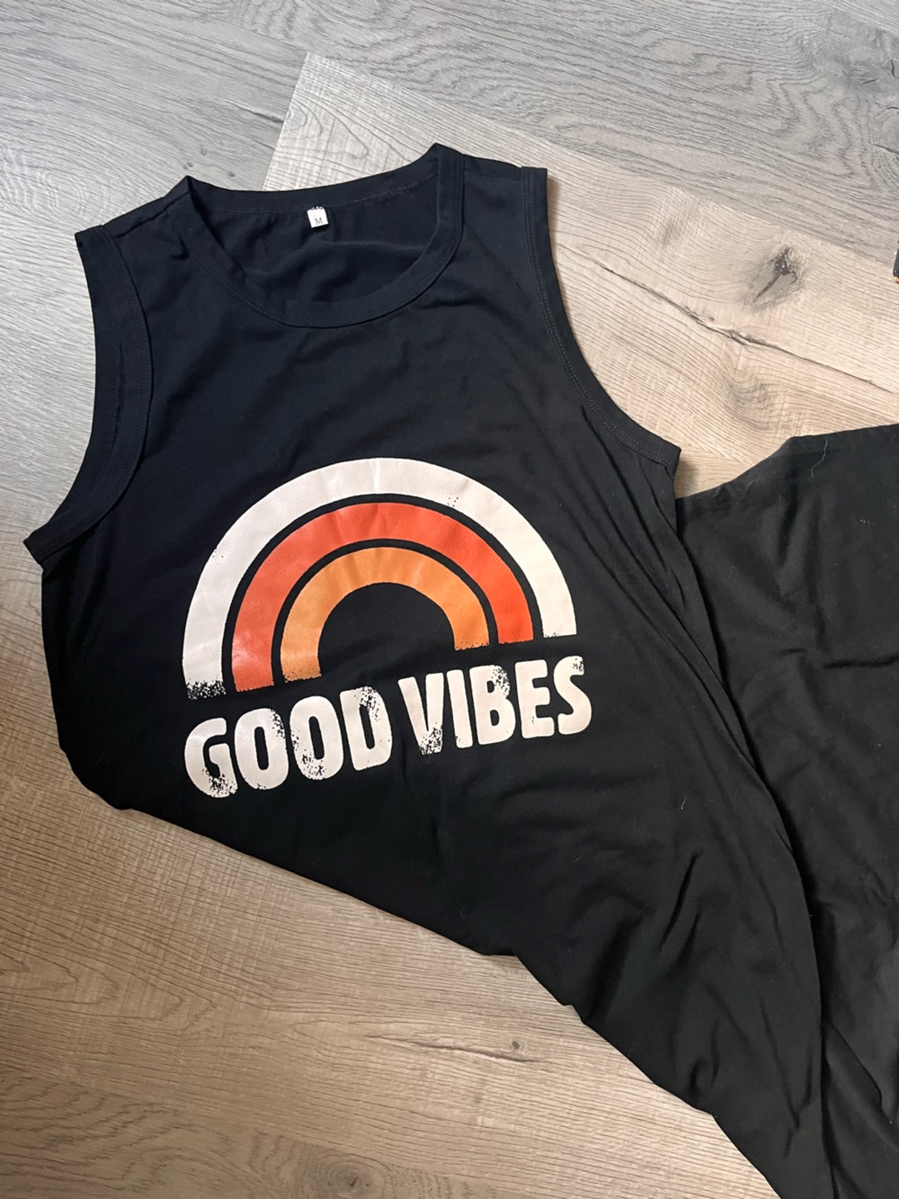 Graphic Image Black Maxi Dress good vibes with pockets
